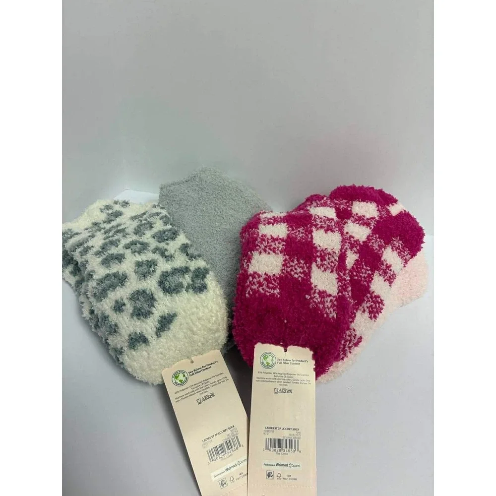 Secret Treasures Cozy Socks 6 piece PINK & GREY SIZE 4-10 Shoe Size